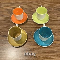 Vintage Set of 4 Shafford JSC Japan Espresso Demitasse Cups & Saucers Colorful