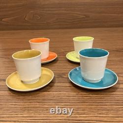 Vintage Set of 4 Shafford JSC Japan Espresso Demitasse Cups & Saucers Colorful