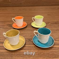 Vintage Set of 4 Shafford JSC Japan Espresso Demitasse Cups & Saucers Colorful