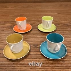 Vintage Set of 4 Shafford JSC Japan Espresso Demitasse Cups & Saucers Colorful