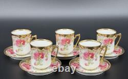 Vintage Set of (5) Empire China Austria Rose & Floral Demitasse Cups & Saucers