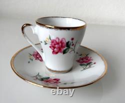 Vintage Set of 6 Floral Yong Sheng Porcelain Co. Demitasse Cup Saucer Gold Rim
