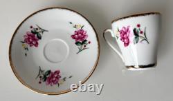 Vintage Set of 6 Floral Yong Sheng Porcelain Co. Demitasse Cup Saucer Gold Rim