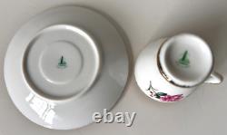 Vintage Set of 6 Floral Yong Sheng Porcelain Co. Demitasse Cup Saucer Gold Rim