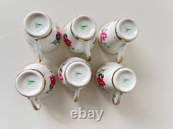 Vintage Set of 6 Floral Yong Sheng Porcelain Co. Demitasse Cup Saucer Gold Rim