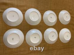 Vintage Set of 8 Vista Alegre Demitasse Cups, Saucers and plates -White and gold