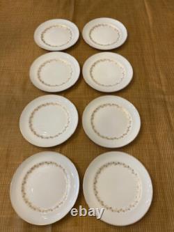 Vintage Set of 8 Vista Alegre Demitasse Cups, Saucers and plates -White and gold