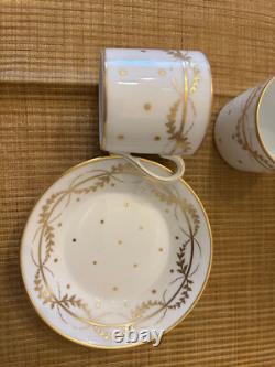 Vintage Set of 8 Vista Alegre Demitasse Cups, Saucers and plates -White and gold