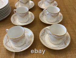 Vintage Set of 8 Vista Alegre Demitasse Cups, Saucers and plates -White and gold