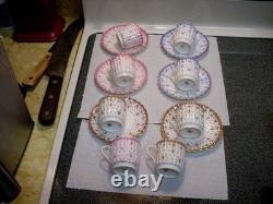 Vintage Set of Cups & Saucers Copeland Spode Bone China Fleur de Lis Demitasse
