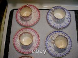 Vintage Set of Cups & Saucers Copeland Spode Bone China Fleur de Lis Demitasse