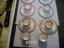Vintage Set of Cups & Saucers Copeland Spode Bone China Fleur de Lis Demitasse