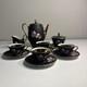 Vintage Settmann Weiden Bavaria Demitasse Cup Set Black With Orchid Gold Trim 14