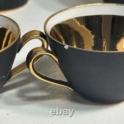 Vintage Settmann Weiden Bavaria Demitasse Cup set Black with Orchid Gold Trim 14