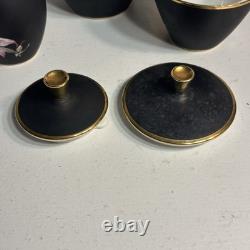 Vintage Settmann Weiden Bavaria Demitasse Cup set Black with Orchid Gold Trim 14