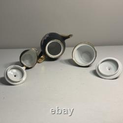 Vintage Settmann Weiden Bavaria Demitasse Cup set Black with Orchid Gold Trim 14
