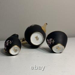 Vintage Settmann Weiden Bavaria Demitasse Cup set Black with Orchid Gold Trim 14