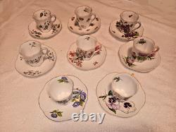 Vintage Shelly Fine Bone China Demitasse Espresso Cups and Saucers, Set of 8