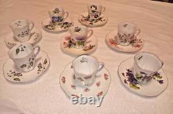 Vintage Shelly Fine Bone China Demitasse Espresso Cups and Saucers, Set of 8
