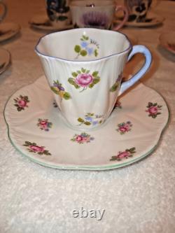 Vintage Shelly Fine Bone China Demitasse Espresso Cups and Saucers, Set of 8
