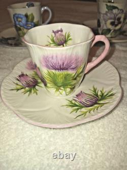 Vintage Shelly Fine Bone China Demitasse Espresso Cups and Saucers, Set of 8