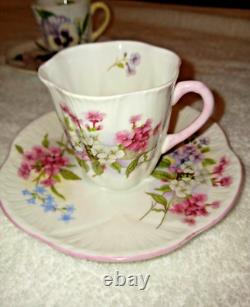 Vintage Shelly Fine Bone China Demitasse Espresso Cups and Saucers, Set of 8