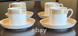 Vintage Spode Golden Honeycomb Set Of 4 Demitasse Cups And Saucers