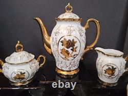 Vintage Sterling China Japan Gold Demitasse Tea Set Lot of 17 pieces