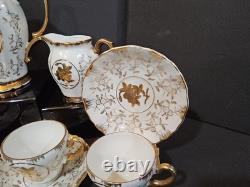 Vintage Sterling China Japan Gold Demitasse Tea Set Lot of 17 pieces