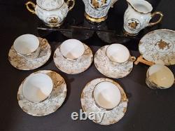 Vintage Sterling China Japan Gold Demitasse Tea Set Lot of 17 pieces