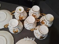 Vintage Sterling China Japan Gold Demitasse Tea Set Lot of 17 pieces