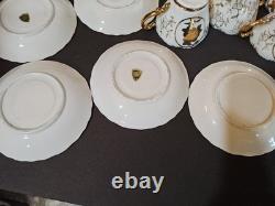 Vintage Sterling China Japan Gold Demitasse Tea Set Lot of 17 pieces