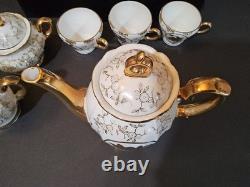 Vintage Sterling China Japan Gold Demitasse Tea Set Lot of 17 pieces