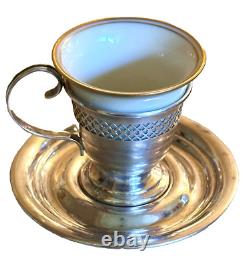Vintage Sterling Silver Demitasse Set of Cups, Saucers & Original Case