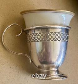 Vintage Sterling Silver Demitasse Set of Cups, Saucers & Original Case