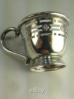 Vintage Sterling Silver Six Demitasse Cup Holders & Saucers By Saart Brothers