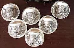 Vintage Tiffany & Co 18568/18569 Demitasse Cups/Saucers/Liners, No Mono, 16 oz