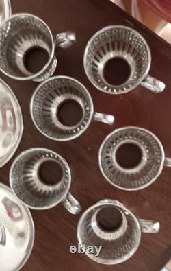 Vintage Tiffany & Co 18568/18569 Demitasse Cups/Saucers/Liners, No Mono, 16 oz