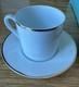 Vintage Tiffany & Co. Demitasse Cup (4)and Saucers (4). White + Gold Rim + Box