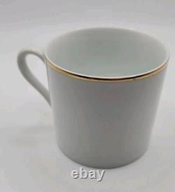 Vintage Tiffany & Co. Gold Band Demitasse Cups & Saucers Pair