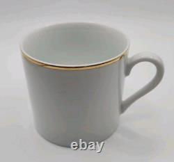 Vintage Tiffany & Co. Gold Band Demitasse Cups & Saucers Pair