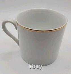 Vintage Tiffany & Co. Gold Band Demitasse Cups & Saucers Pair