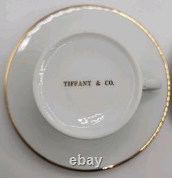 Vintage Tiffany & Co. Gold Band Demitasse Cups & Saucers Pair Vintage Tiffany & Co. Gold Band Demitasse Cups & Saucers Pair