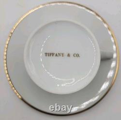 Vintage Tiffany & Co. Gold Band Demitasse Cups & Saucers Pair