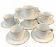 Vintage Tiffany And Co. Gold Band Flat Demitasse Cups With Saucers Set Of 8