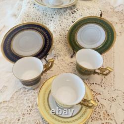 Vintage Tirschenreuth Bavaria Demitasse Cups Saucers Set 6 Gold Enamel ART Deco