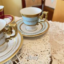 Vintage Tirschenreuth Bavaria Demitasse Cups Saucers Set 6 Gold Enamel ART Deco