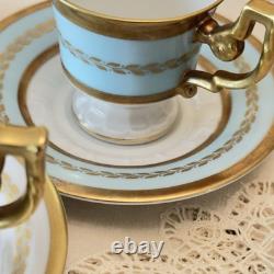 Vintage Tirschenreuth Bavaria Demitasse Cups Saucers Set 6 Gold Enamel ART Deco
