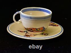 Vintage Vernon Kilns SALAMINA Rockwell Kent Demitasse Cup and Saucer set EUC