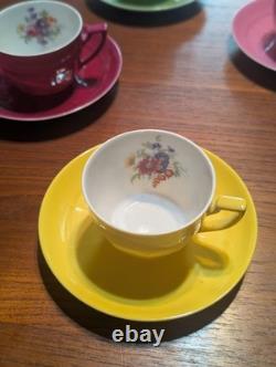 Vintage Victoria Czechoslovakia 14 Piece Demitasse Cup & Saucer Set